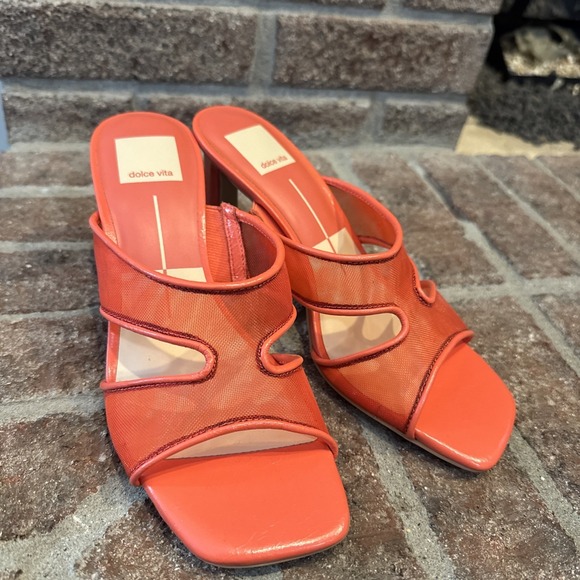 Dolce Vita Shoes - Dolce Vita Womens Sandals Orange Mesh Open-Toe Slide Square Toe Size‎ 6.5 #225